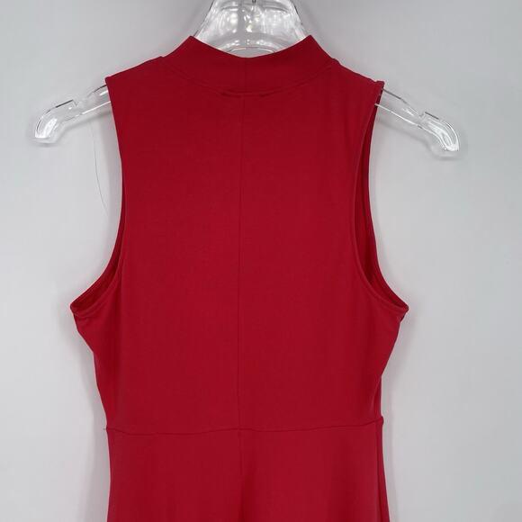 Express Dress Womens Small Red Keyhole Cutout Stretch Sleeveless Fit & Flare - Picture 4 of 7